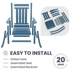 Oversized HDPE Resin Outdoor Patio Rocking Plastic Adirondack Chair In Navy -More Furniture Store plastic adirondack chairs pekd blue 4f 1000