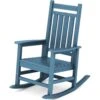 Oversized HDPE Resin Outdoor Patio Rocking Plastic Adirondack Chair In Navy