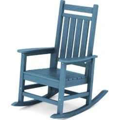 Oversized HDPE Resin Outdoor Patio Rocking Plastic Adirondack Chair In Navy
