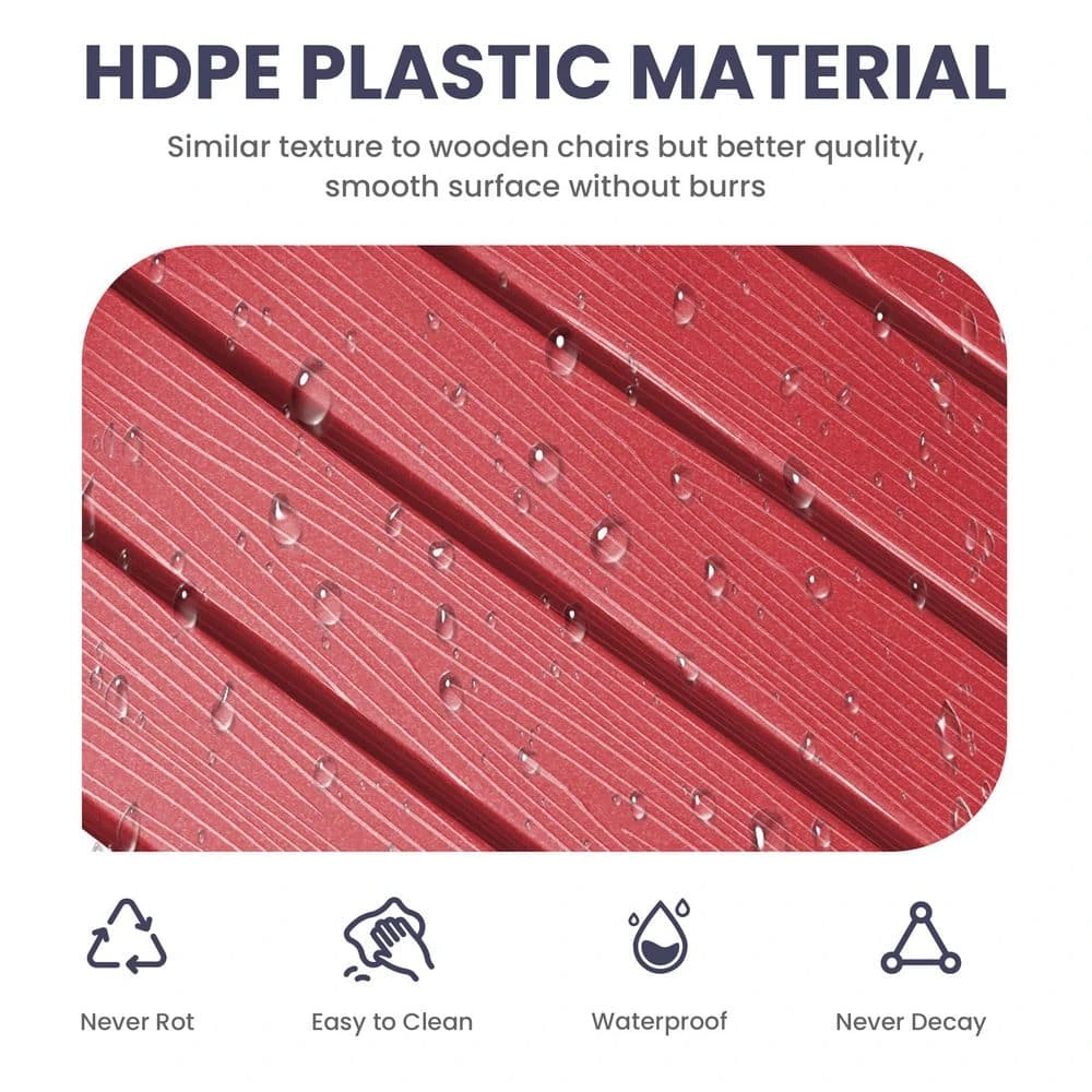 Oversized HDPE Resin Outdoor Patio Rocking Plastic Adirondack Chair In Bright Red (1-Pack) 5 Oversized HDPE Resin Outdoor Patio Rocking Plastic Adirondack Chair In Bright Red (1-Pack) - Image 5