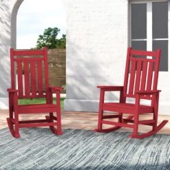 Oversized HDPE Resin Outdoor Patio Rocking Plastic Adirondack Chair In Bright Red (1-Pack) 13 Oversized HDPE Resin Outdoor Patio Rocking Plastic Adirondack Chair In Bright Red (1-Pack) -More Furniture Store plastic adirondack chairs pekd brd 76 1000