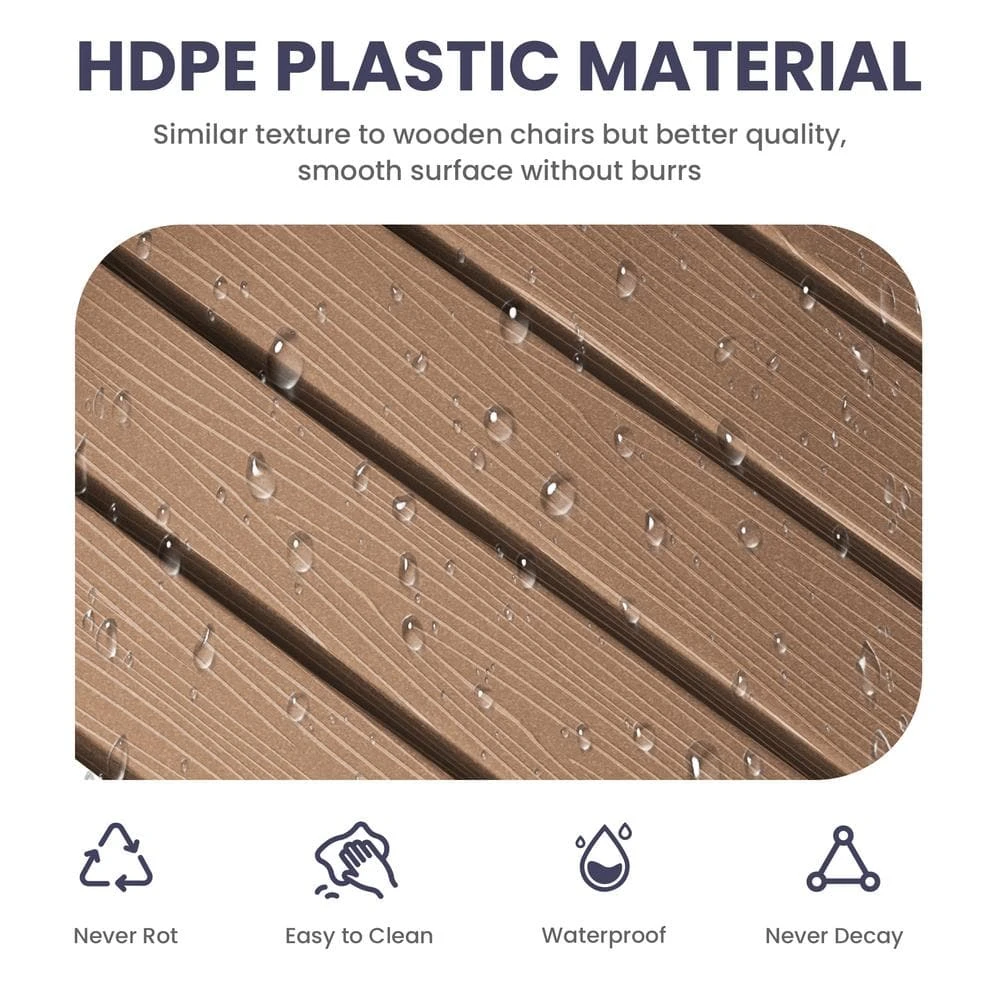 Oversized HDPE Resin Outdoor Patio Rocking Plastic Adirondack Chair In Brown 5 Oversized HDPE Resin Outdoor Patio Rocking Plastic Adirondack Chair In Brown - Image 5