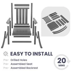 Oversized HDPE Resin Outdoor Patio Rocking Plastic Adirondack Chair In Gray -More Furniture Store plastic adirondack chairs pekd gray 4f 1000