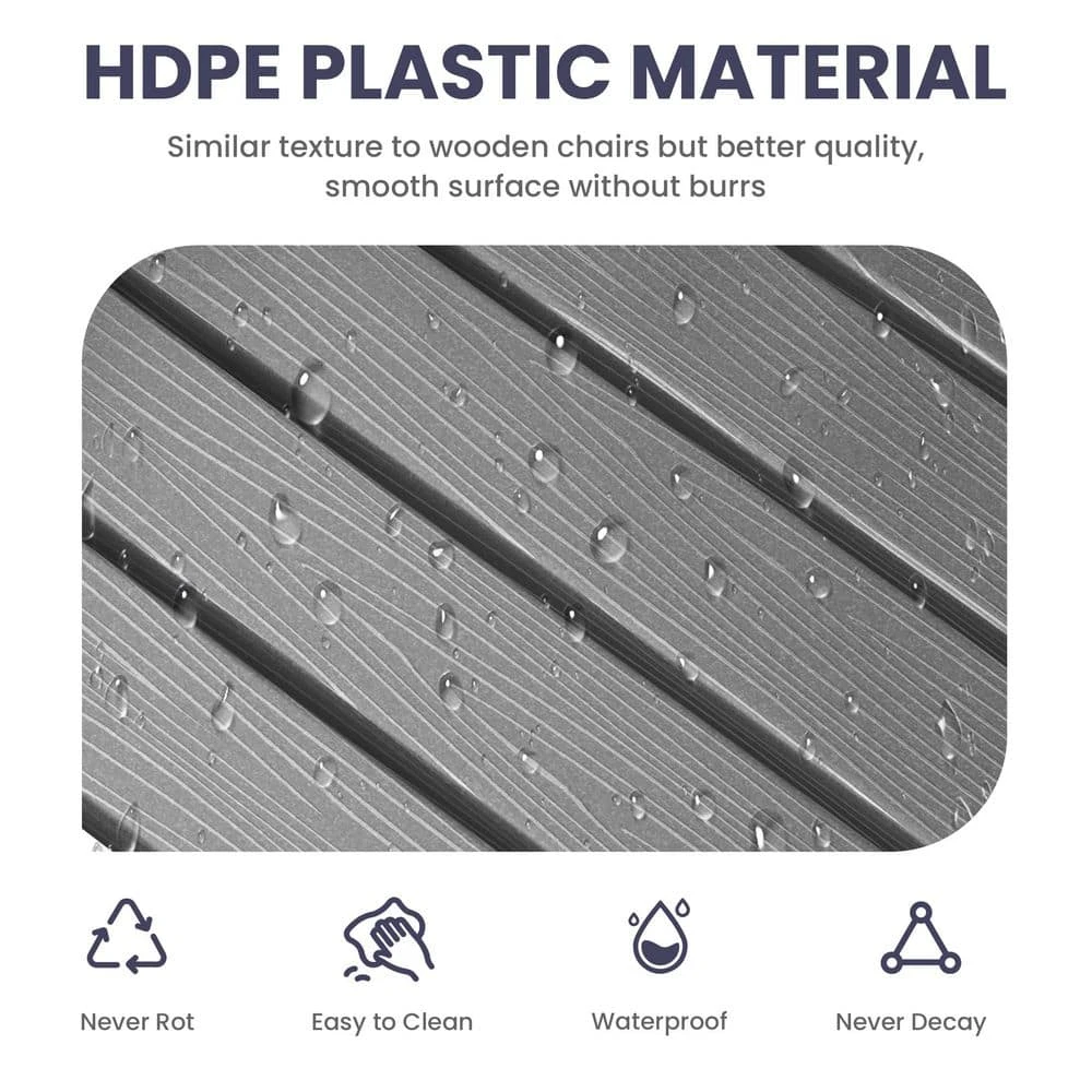 Oversized HDPE Resin Outdoor Patio Rocking Plastic Adirondack Chair In Gray And White (1-Pack) 5 Oversized HDPE Resin Outdoor Patio Rocking Plastic Adirondack Chair In Gray And White (1-Pack) - Image 5