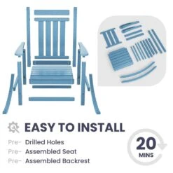 Oversized HDPE Resin Outdoor Patio Rocking Plastic Adirondack Chair In Light Blue (1-Pack) -More Furniture Store plastic adirondack chairs pekd lblue 4f 1000