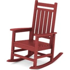 Oversized HDPE Resin Outdoor Patio Rocking Plastic Adirondack Chair In Red