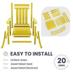 Oversized HDPE Resin Outdoor Patio Rocking Plastic Adirondack Chair In Yellow (1-Pack) -More Furniture Store plastic adirondack chairs pekd yellow 4f 1000