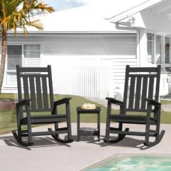 HDPE Black Adirondack Rocking Chair (1-Pack) -More Furniture Store plastic adirondack chairs perac hd bk 31 1000