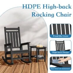 HDPE Black Adirondack Rocking Chair (1-Pack) -More Furniture Store plastic adirondack chairs perac hd bk 44 1000