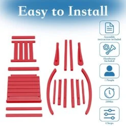 HDPE Bright Red Adirondack Rocking Chair (1-Pack) -More Furniture Store plastic adirondack chairs perac hd brd 1f 1000