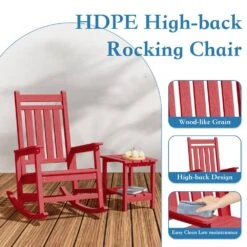 HDPE Bright Red Adirondack Rocking Chair (1-Pack) -More Furniture Store plastic adirondack chairs perac hd brd 44 1000