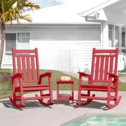 HDPE Bright Red Adirondack Rocking Chair (1-Pack) -More Furniture Store plastic adirondack chairs perac hd brd fa 1000