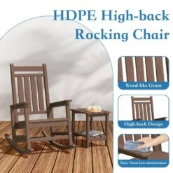 HDPE Brown Adirondack Rocking Chair (1-Pack) -More Furniture Store plastic adirondack chairs perac hd brown 44 1000