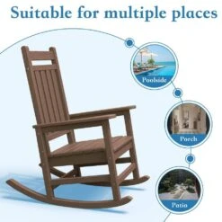 HDPE Brown Adirondack Rocking Chair (1-Pack) -More Furniture Store plastic adirondack chairs perac hd brown 4f 1000