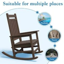 HDPE Coffee Brown Adirondack Rocking Chair (1-Pack) -More Furniture Store plastic adirondack chairs perac hd coffee 4f 1000