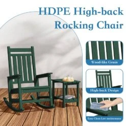HDPE Dark Green Adirondack Rocking Chair (1-Pack) 10 HDPE Dark Green Adirondack Rocking Chair (1-Pack) -More Furniture Store plastic adirondack chairs perac hd green 44 1000