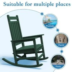 HDPE Dark Green Adirondack Rocking Chair (1-Pack) 8 HDPE Dark Green Adirondack Rocking Chair (1-Pack) -More Furniture Store plastic adirondack chairs perac hd green 4f 1000