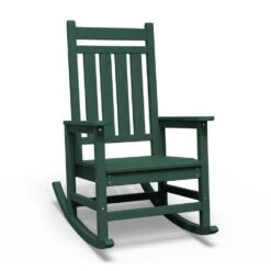 HDPE Dark Green Adirondack Rocking Chair (1-Pack)