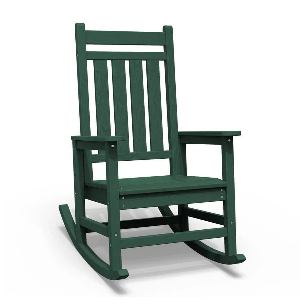 HDPE Dark Green Adirondack Rocking Chair (1-Pack) 1 HDPE Dark Green Adirondack Rocking Chair (1-Pack)