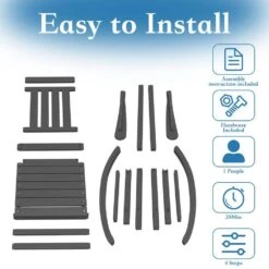 HDPE Gray Adirondack Rocking Chair (1-Pack) 9 HDPE Gray Adirondack Rocking Chair (1-Pack) -More Furniture Store plastic adirondack chairs perac hd gy 1f 1000