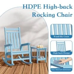 HDPE Light Blue Adirondack Rocking Chair (1-Pack) -More Furniture Store plastic adirondack chairs perac hd lblue 44 1000