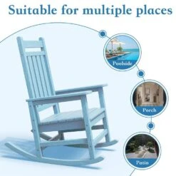 HDPE Light Blue Adirondack Rocking Chair (1-Pack) -More Furniture Store plastic adirondack chairs perac hd lblue 4f 1000