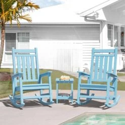 HDPE Light Blue Adirondack Rocking Chair (1-Pack) -More Furniture Store plastic adirondack chairs perac hd lblue fa 1000