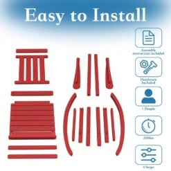 HDPE Dark Red Adirondack Rocking Chair (1-Pack) -More Furniture Store plastic adirondack chairs perac hd red 1f 1000