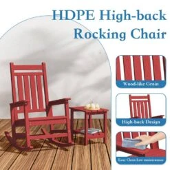 HDPE Dark Red Adirondack Rocking Chair (1-Pack) -More Furniture Store plastic adirondack chairs perac hd red 44 1000