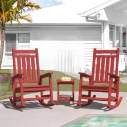 HDPE Dark Red Adirondack Rocking Chair (1-Pack) -More Furniture Store plastic adirondack chairs perac hd red fa 1000
