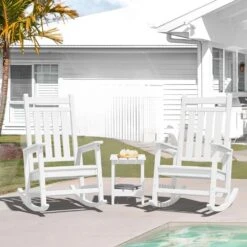 HDPE White Adirondack Rocking Chair (1-Pack) -More Furniture Store plastic adirondack chairs perac hd wt 31 1000