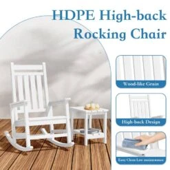 HDPE White Adirondack Rocking Chair (1-Pack) -More Furniture Store plastic adirondack chairs perac hd wt 44 1000