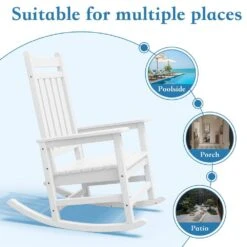 HDPE White Adirondack Rocking Chair (1-Pack) -More Furniture Store plastic adirondack chairs perac hd wt 4f 1000