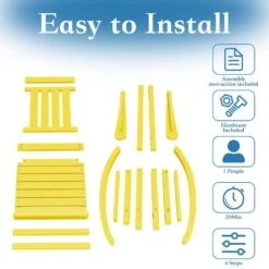 HDPE Yellow Adirondack Rocking Chair (1-Pack) -More Furniture Store plastic adirondack chairs perac hd yellow 1f 1000