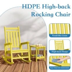 HDPE Yellow Adirondack Rocking Chair (1-Pack) -More Furniture Store plastic adirondack chairs perac hd yellow 44 1000