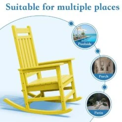 HDPE Yellow Adirondack Rocking Chair (1-Pack) -More Furniture Store plastic adirondack chairs perac hd yellow 4f 1000
