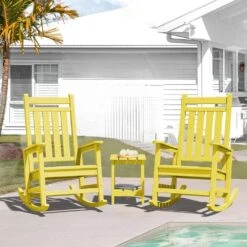HDPE Yellow Adirondack Rocking Chair (1-Pack) -More Furniture Store plastic adirondack chairs perac hd yellow fa 1000