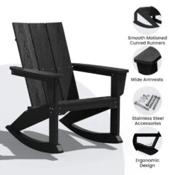 Modern Rocking Plastic Outdoor Adirondack Chair In Black 12 Modern Rocking Plastic Outdoor Adirondack Chair In Black -More Furniture Store plastic adirondack chairs peyyy black 44 1000