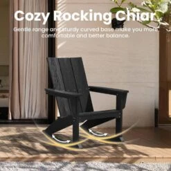 Modern Rocking Plastic Outdoor Adirondack Chair In Black 14 Modern Rocking Plastic Outdoor Adirondack Chair In Black -More Furniture Store plastic adirondack chairs peyyy black 76 1000