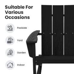 Modern Rocking Plastic Outdoor Adirondack Chair In Black 13 Modern Rocking Plastic Outdoor Adirondack Chair In Black -More Furniture Store plastic adirondack chairs peyyy black fa 1000