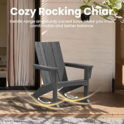 Modern Rocking Plastic Outdoor Adirondack Chair In Gray -More Furniture Store plastic adirondack chairs peyyy gray 76 1000