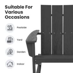 Modern Rocking Plastic Outdoor Adirondack Chair In Gray -More Furniture Store plastic adirondack chairs peyyy gray fa 1000