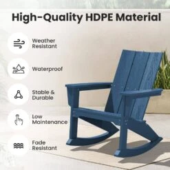 Modern Rocking Plastic Outdoor Adirondack Chair In Navy 11 Modern Rocking Plastic Outdoor Adirondack Chair In Navy -More Furniture Store plastic adirondack chairs peyyy navy 1f 1000