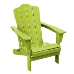 HDPE Classic Apple Green Folding Plastic Adirondack Chair (1-Pack)