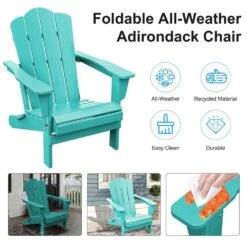 HDPE Classic Aruba Blue Folding Plastic Adirondack Chair (1-Pack) -More Furniture Store plastic adirondack chairs psqwy aruba 44 1000