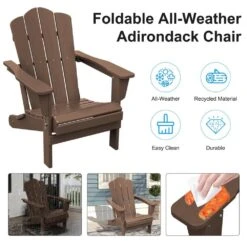 HDPE Classic Brown Folding Plastic Adirondack Chair (1-Pack) -More Furniture Store plastic adirondack chairs psqwy bgray 44 1000