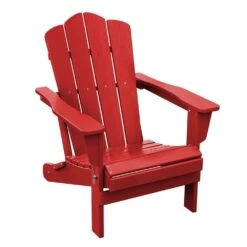 HDPE Classic Bright Red Folding Plastic Adirondack Chair (1-Pack)