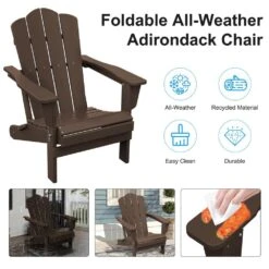HDPE Classic Coffee Brown Folding Plastic Adirondack Chair (1-Pack) -More Furniture Store plastic adirondack chairs psqwy coffee 44 1000