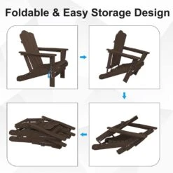 HDPE Classic Coffee Brown Folding Plastic Adirondack Chair (1-Pack) -More Furniture Store plastic adirondack chairs psqwy coffee 4f 1000