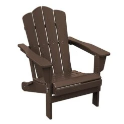 More Furniture Store 7 HDPE Classic Coffee Brown Folding Plastic Adirondack Chair (1-Pack)